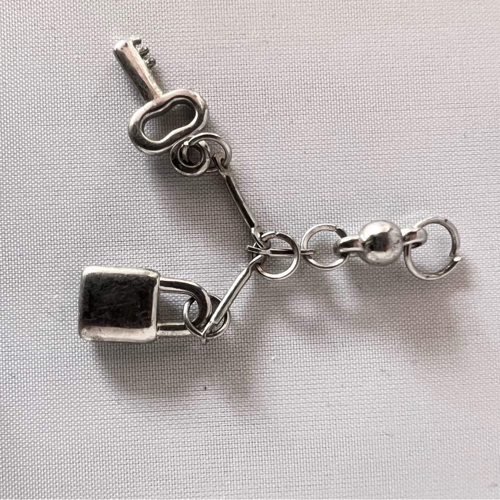 Padlock and Key Tiny Pendant Charms - Silver Tone Pewter - Lock & Key Necklace
